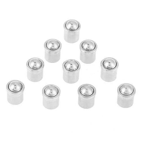 10 pcs stainless steel push fit spring ball plungers 7 x 6 mm arranged on a white background