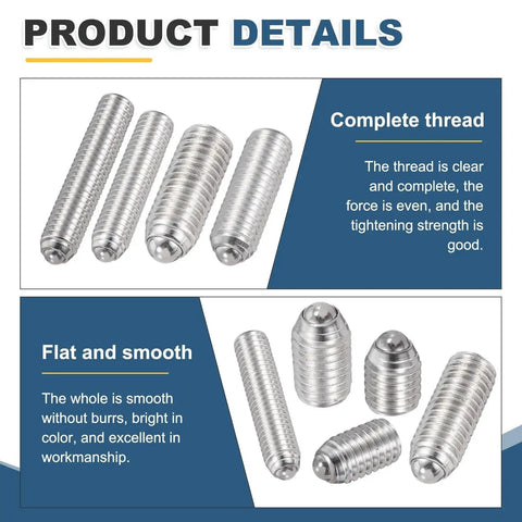 Industrial Grade Stainless Steel Ball Point Set Screws M8x30mm 304 Stainless Hex Socket Spring Plungers Grub Screw Pack Of 6
