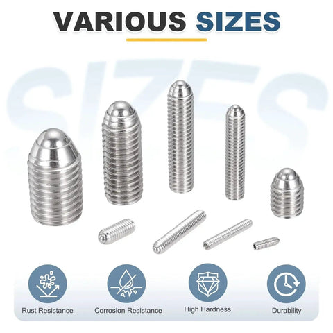 Industrial Grade Stainless Steel Ball Point Set Screws M8x30mm 304 Stainless Hex Socket Spring Plungers Grub Screw Pack Of 6