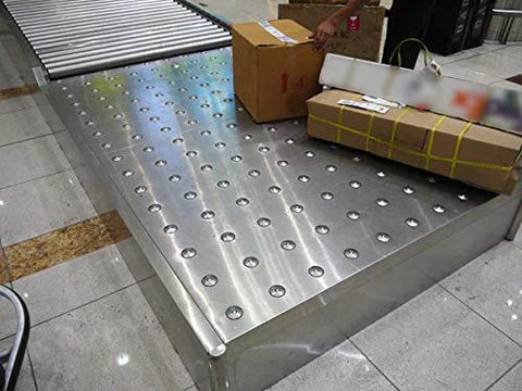 Sixteen Piece Five Eighth Inch Stainless Steel Ball Transfer Bearings Set With 360 Degree Rotation Universal Base Conveyor Rollers installed