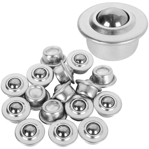Sixteen Piece Five Eighth Inch Stainless Steel Ball Transfer Bearings Set With 360 Degree Rotation Universal Base