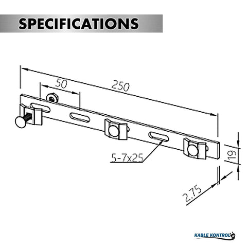 Technical drawing of Stainless Steel Strengthening Bar Coupler Splice Connection Hardware for Wire Mesh Cable Tray with dimensions.
