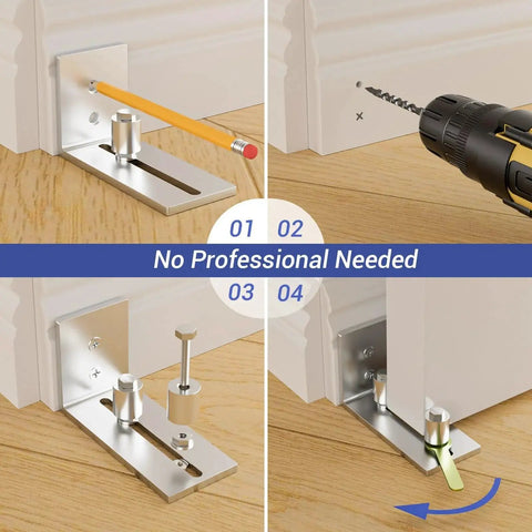 2 Pack Floor Guide For Barn Doors, Adjustable Stainless Steel Sliding Door Rollers, Wall Mounted Bottom Guides use demo