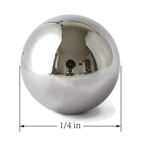 Close-up of a stainless steel bearing ball, 1/4 inch diameter, polished surface, part of Stainless Steel Bearing Balls One Quarter Inch Pack Of 100 For Bicycles Motorcycles And Auto Parts 304 Grade Durable Rust Resistant Precision Hardware Boss Grade Replacement For Bearings And Mechanical Assemblies HFS