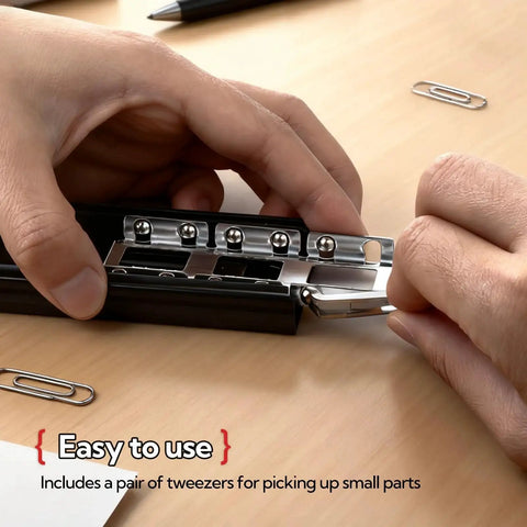 Hands using tweezers to handle stainless steel bearing ball set for precision machinery repairs
