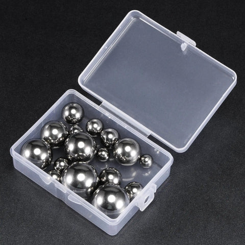 Eight Size Bearing Ball Set 16 Pieces In 304 Stainless Steel With Handy Storage Box, visible balls, corrosion resistant, for machinery use