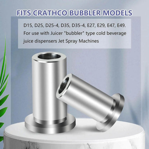 Three Pack 3220 Bearing Sleeve For D And E Series Beverage Dispensers And Juicers Gear, Fits D15 D25 D25-4 D35 D35-4 E27 E29 E47 E49, Stainless Steel Bubbler Type Replacement Part on display