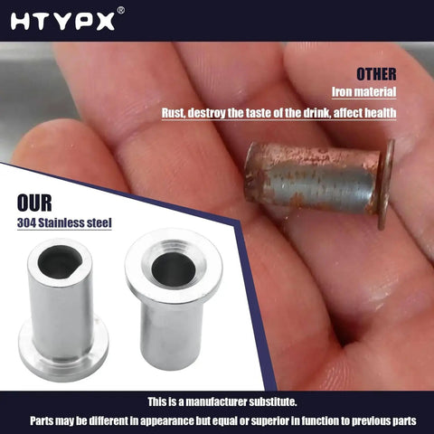 Comparison of rusted iron sleeve vs. Stainless Steel Bearing Sleeve 3220 for bubbler models D15 D25 4 D35