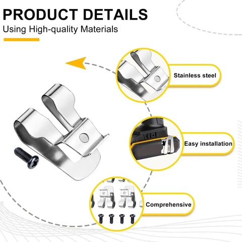 Durable 304 Stainless Steel Belt Clip Set Includes Four Replacement Hooks With Screws For Ryobi And Ridgid 18V Tools enabling secure