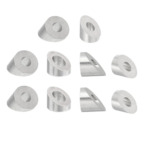 1/4 37 Degree Beveled Washer For Cable Railing T316 Stainless Steel 10 Pack, angled view showing metal finish