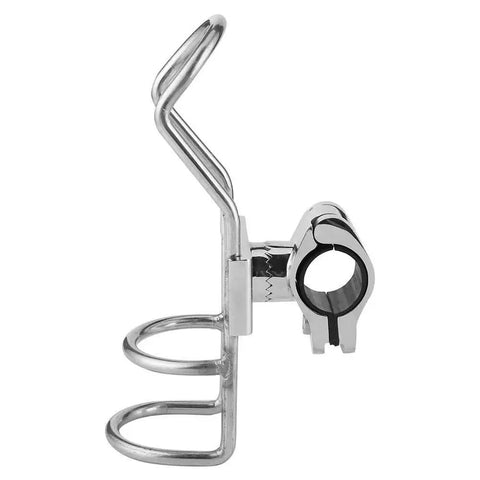 Fishing rod rack, stainless steel, 32mm boat rail mount, 360-degree adjustable pole holder clamp.