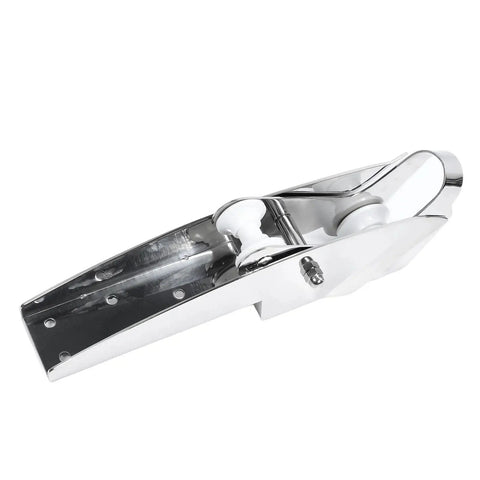 Side view of KAIXINM 316 stainless steel hinged bow anchor roller for yachts with white rollers