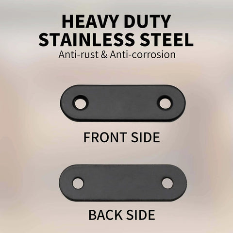 12 Pcs Straight Brace, Flat Brace 2” x 0.6”, Stainless Steel Straight Bracket, Mending Joining Plates, front and back view