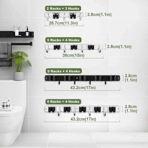 Comparison of Wall Mount Broom And Mop Holder With Five Racks And Four Hooks Stainless Steel Heavy Duty Organizer Self Adhesive