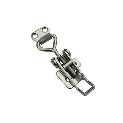 Stainless Steel Adjustable Latch Buckle Cabinet Box Lever Handle Toggle Catch Lock For Doors And Drawers 75 To 95 Mm Range 2 Pack Silver Durable Easy Install For Secure Closure, showing front view