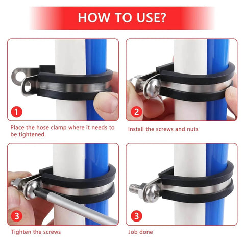 15 Pcs One And A Half Inch Stainless Steel Cable Clamps Kit With Rubber Cushioned Hose Clamps Insulated Tube Clips installation guide