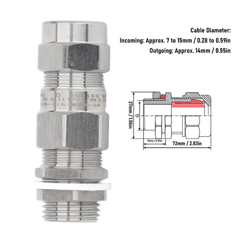 Stainless Steel Cable Gland G1 2 Thread Explosion Proof Sealing Connector for Outdoor Wiring and Cable Projects IP66 waterproof