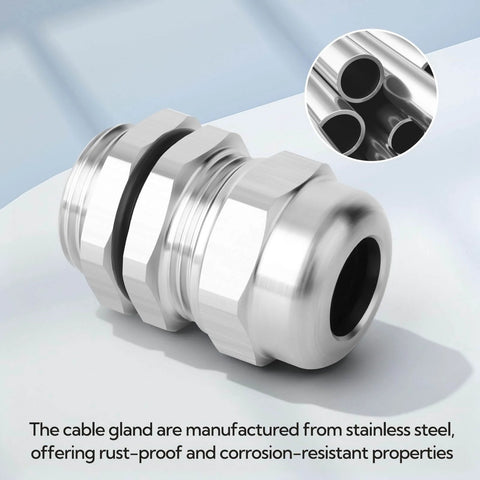 Stainless Steel Cable Gland 1 NPT Waterproof Metal Cable Gland 18 to 25mm Adjustable Protector for Electrical Enclosures