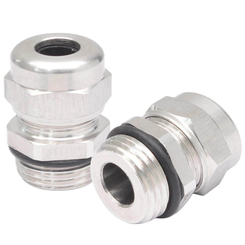Two Pack NPT Three Quarter Inch Waterproof Stainless Steel Cable Glands For 13 To 18 Millimeter Cables, close-up view