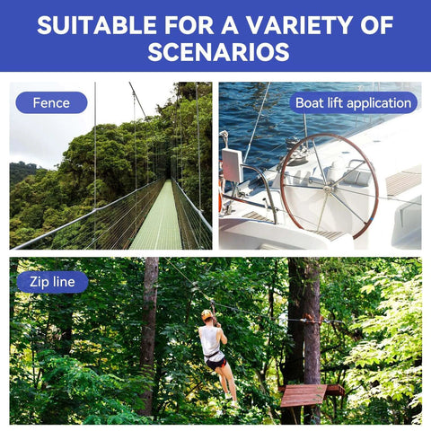 1/4" Stainless Steel Cable,7x19 Strand Aircraft Wire Rope,Cable for Heavy Duty Applications,Outdoor Pulley Cables,Deck Railing