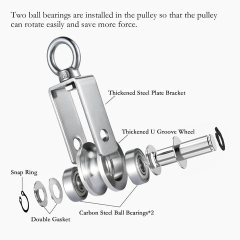 Pully Exploded View stainless steel cable pulley wheel - Heavy Duty Design...