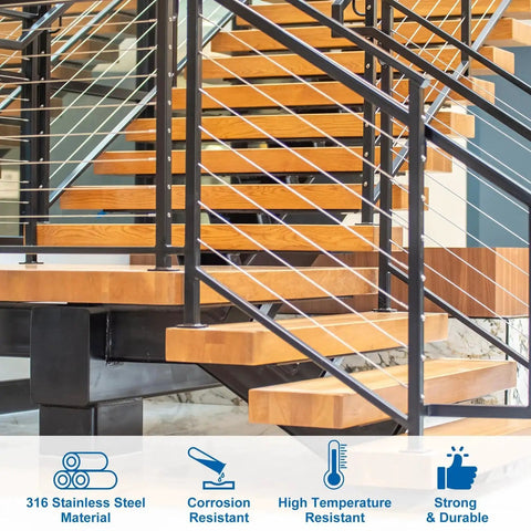 Five Pcs One Quarter Inch ID Beveled Angle Washers Stainless Steel For Wire Rope used in modern staircase railing.