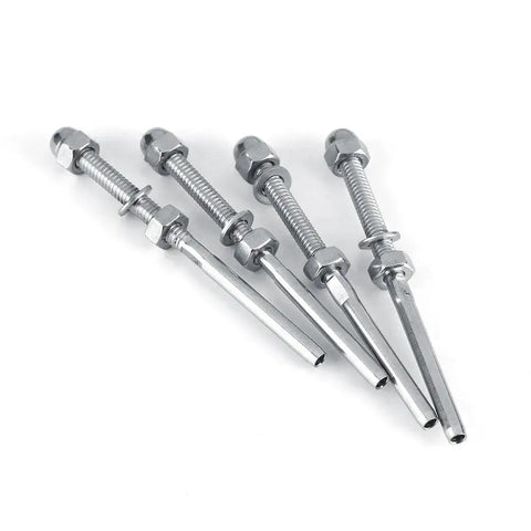 Stainless Steel Cable Railing Hardware Kit 10 Pack One Eighth Inch Gauge tensioners and studs on white background