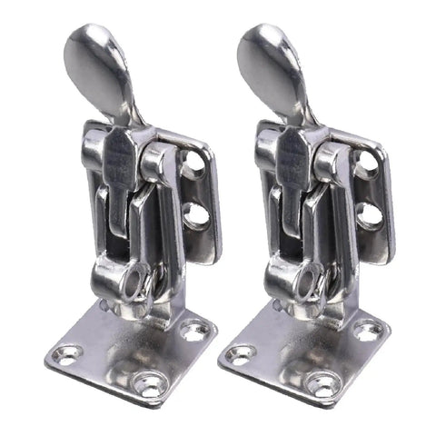 Two Pack 316 Stainless Steel Hold Down 90 Degree Locking Cam Latches Anti Rattle Hasps with polished finish for marine use