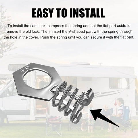 Two Pack Stainless Steel RV Water Heater Cam Lock Door Latch Fastener With Hook Twist Assembly Replacement, front view