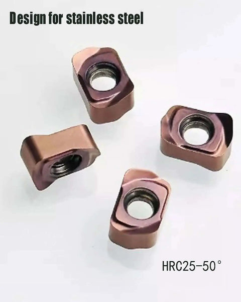 LNMU020209ZNER milling inserts for Indexable 3/8 Inch Shank Metal Lathe End Mill Tool Holder EXN02R, PVD coated for rough machining.