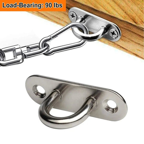 Mounted 10-Pack 304 Stainless Steel Ceiling Hook Ring Hook with Enclosed Eye Plate M5 for ceiling and wall rigging, 90 lbs load-bearing.