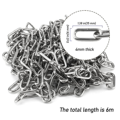✝️ 20 Feet x 5/32 Inch Stainless Steel Chain Link, Heavy Duty Chain Links, Rust Proof Coil Chain Metal Utility Chain