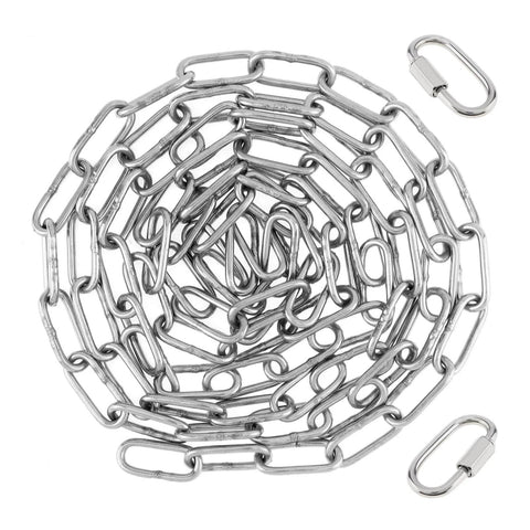 ✝️ 1/8" 6.5Ft Stainless Steel Link Chain, 3mm Heavy Duty Dog Chain 304 Steel 75 LBS Load Bearing with 2 Locking Snap Hooks