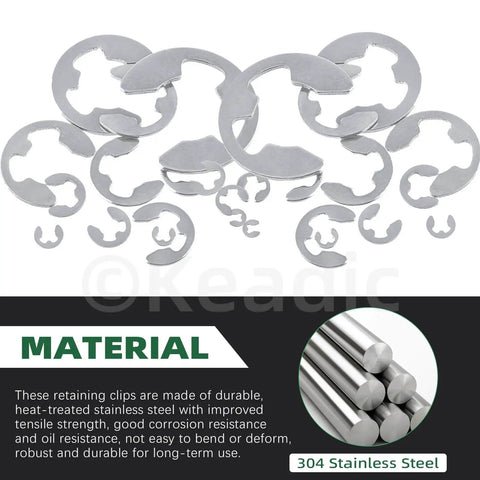 Must Have E Clip Assortment Kit With 211 Pieces In 14 Metric Sizes In Millimeters 304 Stainless Steel Circlips visually shown