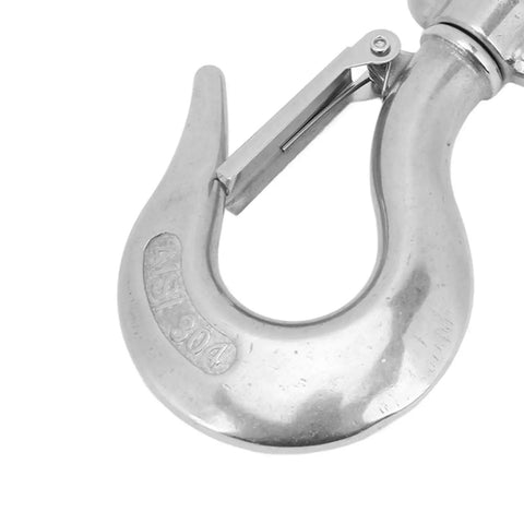 1.3in stainless steel rotating clevis slip hook with safety pin, front view