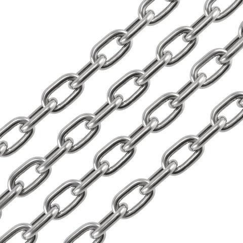 1/4 Inch x 13ft 304 Stainless Steel Coil Chain, 6mm x 4mThick Proof Coil Chain, Heavy Duty Metal Chain, 1322 lbs(600kg) WLL
