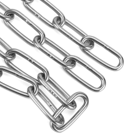 ✝️ 5/32 Inch x 32 Feet Stainless Steel Coil Chain Link, 4mm x 10m Proof Coil Chain, Metal Safety Chain Decorative Welded Chain Links close-up