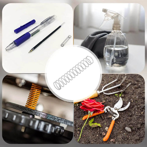 Collage with Six Pack Stainless Steel Compression Springs 1mm Wire Diameter 15mm Outer Diameter 80mm Length 304 Grade Rust Proof
