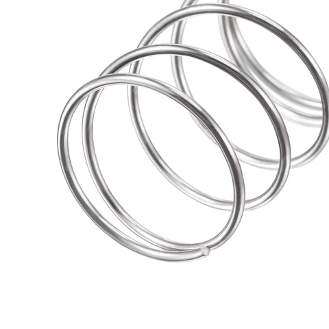 Close-up of Beefy Stainless Steel Heavy Duty Compression Spring 304, 18mm Outer Diameter, 1mm Wire, Silver Tone, showing coils.