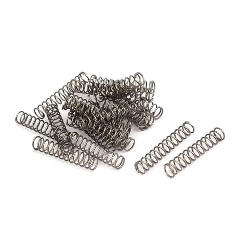 304 Stainless Steel Compression Spring 6mm Outer Diameter, 0.6mm Wire Size, 30mm Free Length, silver tone springs in a pack of 20