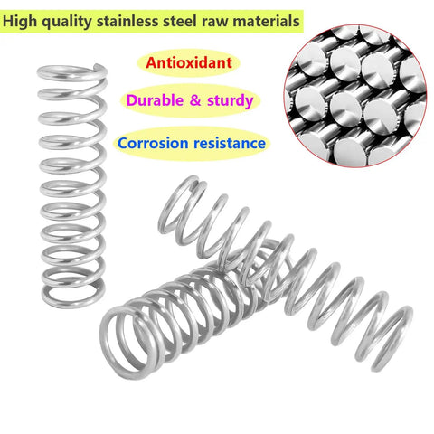 10 Pcs Stainless Steel Compression Springs 1.2mm Wire Diameter 10mm Outer Diameter 80mm Free Length 304 Stainless Steel Heavy Duty Coils
