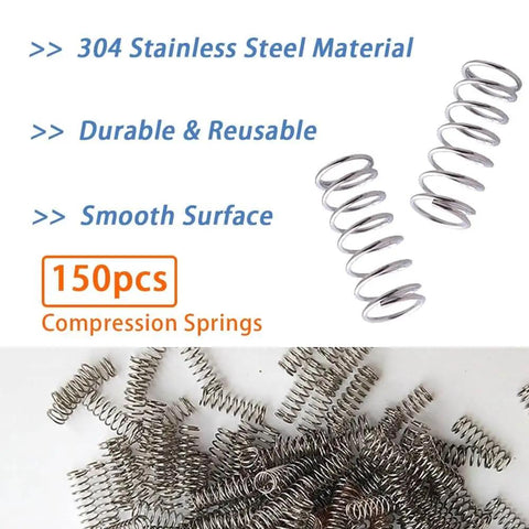 150 Pack Of Stainless Steel Compression Springs For Small Gadgets, 0.3mm Wire Diameter, 4mm Outer Diameter, 10mm Free Length