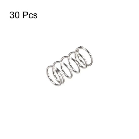 304 Stainless Steel Compression Spring 5mm Outer Diameter 0.5mm Wire Diameter 5.5mm Compressed Length 10mm Free Length 7.8N Load Capacity Silver Tone