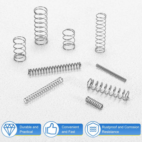 10 Pack Stainless Steel Compression Springs, 5mm Outer Diameter, 0.8mm Wire, 50mm Length, 304 Grade for DIY Projects