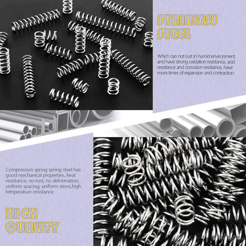 Image showing 150 Pcs Five Sizes Compression Springs Assortment Kit, Mini Stainless Steel Springs For Home Repairs And Shop Projects.