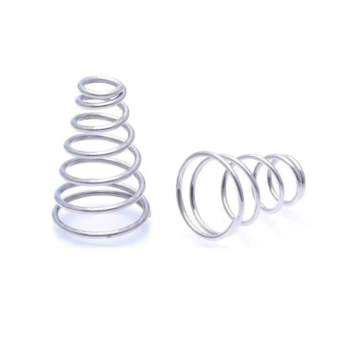 304 Stainless Steel Tapered Spring Set 20 Pack Conical Cone Compression Springs for tower pressure applications, side view.