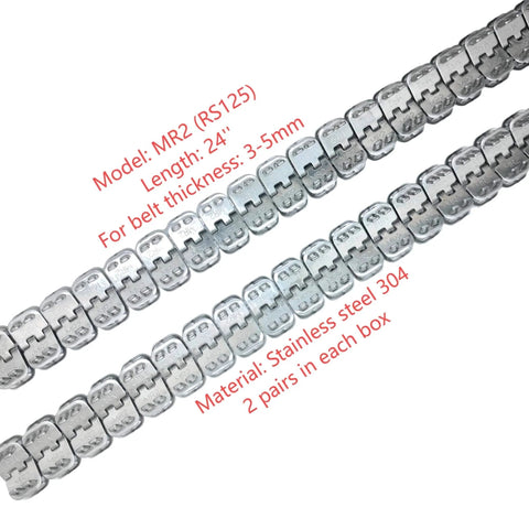 24 Inch Stainless Steel Conveyor Belt Fasteners With Hinge Pin Two Pairs In A Box For Belt Thickness 5 To 6 Millimeters shown in rows