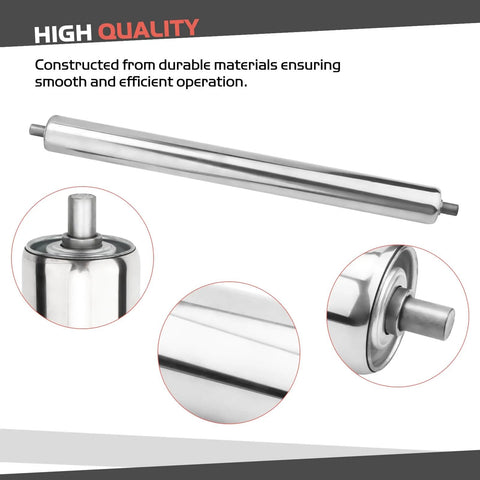 ✝️ Stainless Steel Conveyor Roller, 1.5"Ø 16" Length Heavy Duty Gravity Conveyor Roller with close-up views of bearings and finish