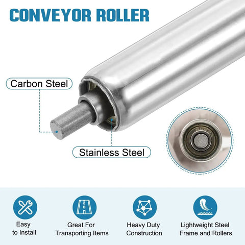 Heavy Duty Stainless Steel Conveyor Roller 1 Inch Diameter 8 Inch Length Replacement Part For Gravity Conveyor Systems Galvanized End