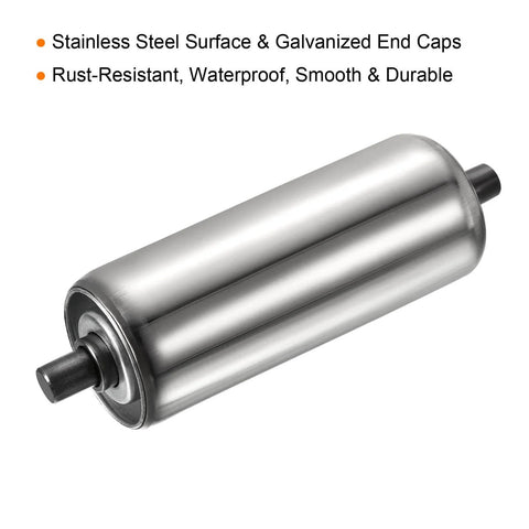 Conveyor Roller 2" Diameter 6" Length, 2 Pack Stainless Steel Gravity Transmission Replacement Part Galvanized End, Silver